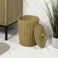 thumbnail image 6 of happimess Ollie Coastal Contemporary Resin 4.7-Gallon Tapered Round Wicker Waste Basket with Lid, Natural (Set of 2), 6 of 6