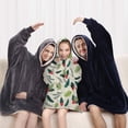 thumbnail image 5 of Green and Red Christmas Holly Pattern Blanket Hoodies for Kids 6-13YR Oversize Wearable Blanket Hoodies for Boys Girls Teens, 5 of 7