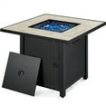 thumbnail image 6 of Yaheetech 30'' Outdoor Square Propane Fire Pit Table 50,000 BTU Gas w/ Ceramic Rattan Pattern Steel Base Glass Black, 6 of 19