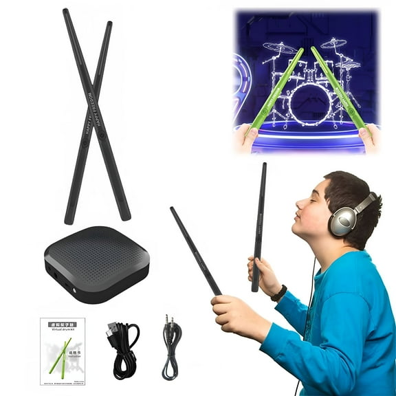 BESTSKY Electronic Drum Set Portable Drum Set 3D Motion Sensing Virtual Pocket Drum With 2 Drumsticks For Beginners Adults Kids