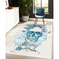 thumbnail image 4 of Grunge Decorative Rug, Skull and Flowers Day of the Dead Mexican Traditional Celebration Symbolic Art, Quality Carpet for Bedroom Dorm and Living Room, 6 Sizes, Sea Blue, by Ambesonne, 4 of 4