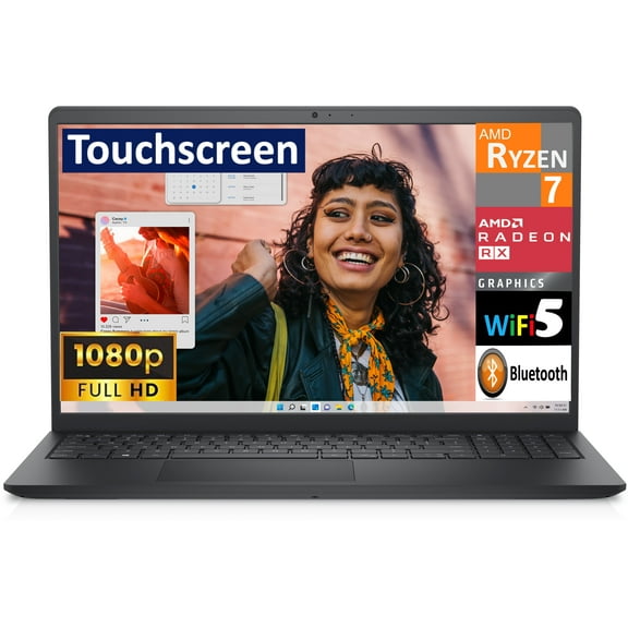 Dell Inspiron 3535 Business Laptop 15.6in Touchscreen FHD Display (AMD Ryzen 7 7730U, 16GB DDR4, 2TB PCIe SSD, AMD Radeon, WiFi 5, Webcam, Bluetooth 5.0, Win 11 Pro)