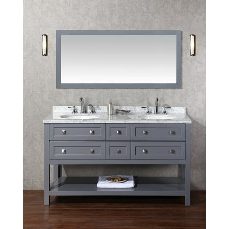 Marla 60 Inch Double Sink Bathroom Vanity With Mirror In Grey