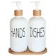 thumbnail image 1 of Set dispensador de jabón DIDROOM Glass con bandeja de bambú, color blanco, 1 of 6