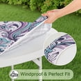 thumbnail image 5 of Elastic Edge Round Table Cover in Boho Floral Design, 44 Inch Diameter Fits 38-42 Inch Tables, Stain Resistant Material, 5 of 7