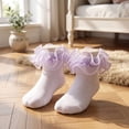 thumbnail image 4 of Girls Socks Lace Ruffle Frilly Toddler Dress Sock Plaid Bow Turn Cuff Soft Cotton Breathable Cute Princess Socks*1pc, 4 of 6
