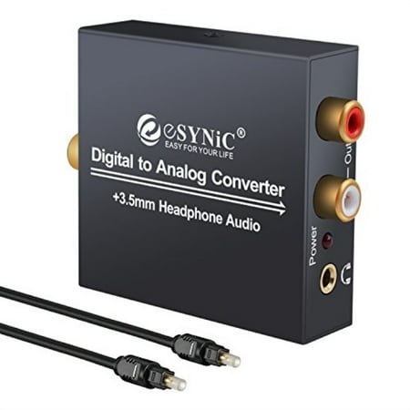 ESYNIC DAC Digital to Analog Audio Converter Optical Coax to Analog RCA Audio Adapter with Optical Cable 3.5mm Jack Output for HDTV Blu Ray DVD Sky HD Xbox 360 TV