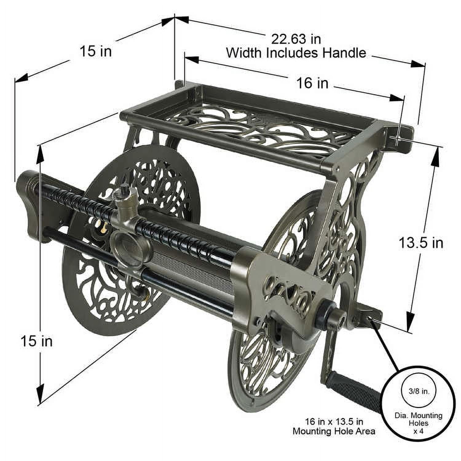Liberty Garden Wall Mounted Heavy Gauge Aluminum Hanging Hose Reel with Guide