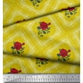 thumbnail image 3 of Soimoi Polyester Crepe Fabric Check,Leaves & Rose Floral Print Fabric by The Yard 42 Inch Wide, 3 of 3