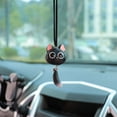 thumbnail image 6 of Car Rearview Mirror Foxes Pendant Ornament - Cute Cartoon Fox Decoration, Plastic Black White Gray, 6.5x3.5x3 cm Lightweight Hanging Charm for Car Interior Keychain Bag Accessory, 6 of 6