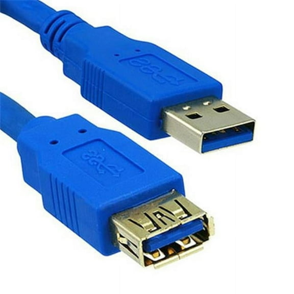 Cable Wholesale 10U3-02101E Blue USB 3.0 Extension Cable, Type A Male & Female - 1 ft.