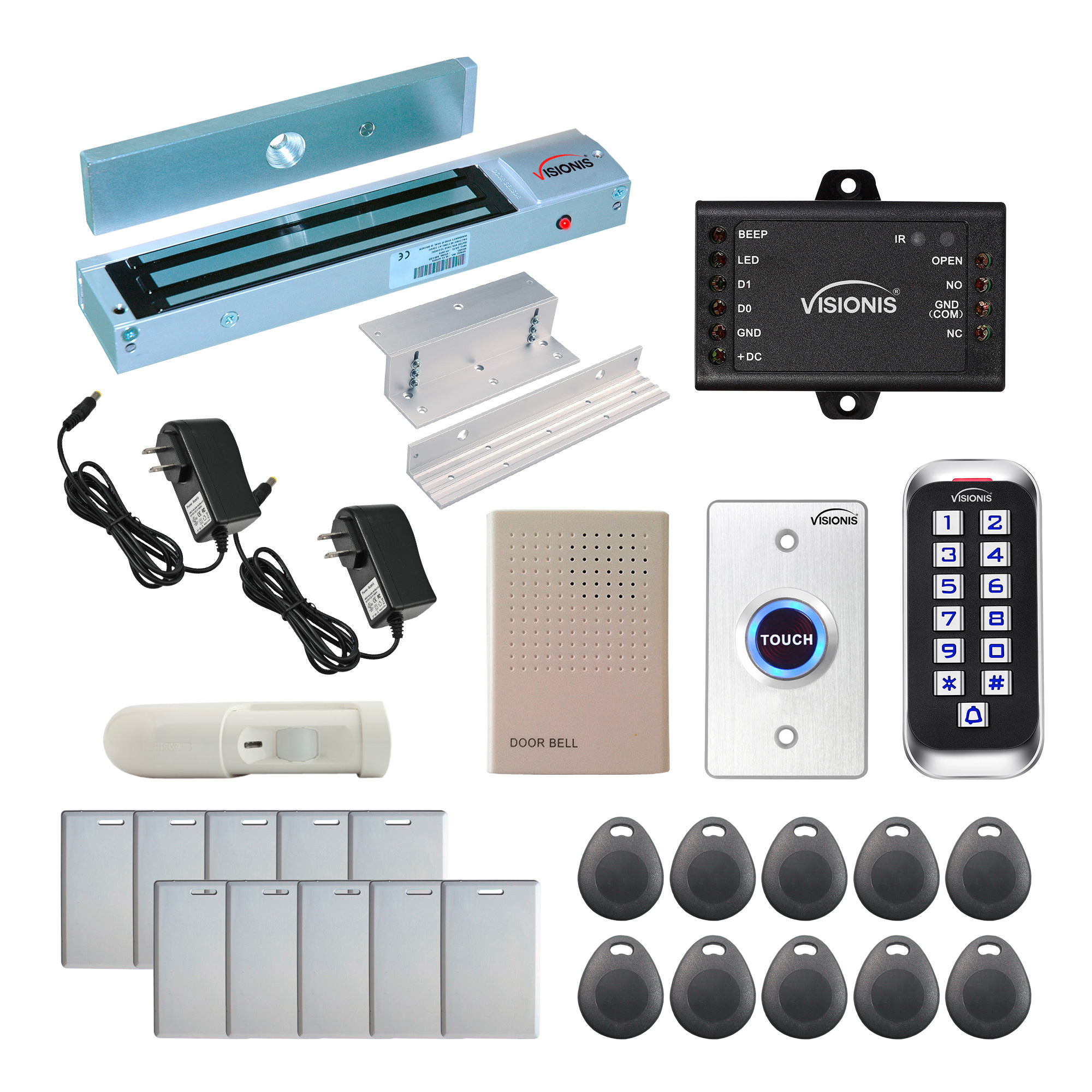 Visionis FPC5643 One Door Access Control In Swinging Door 600lbs Maglock + Outdoor Slim Metal