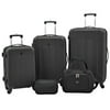 Travelers Club Chicago Plus Carry-On Luggage and Accessories Set With Tote and Travel kit-Color:Black,Size:5 Piece