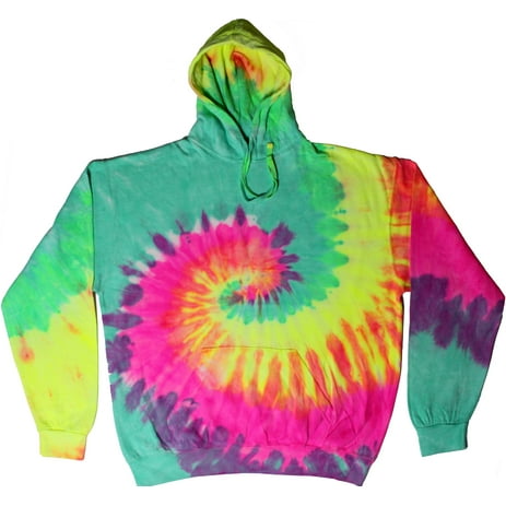 Tie Dyed Shop Minty Rainbow Spiral Tie Dye Pullover Hoodie Sweatshirt Small
