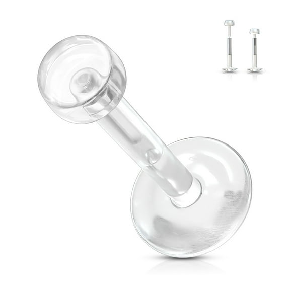 BodyJewelryOnline 14G Labret Retainer Clear Bioflex Retainer Lip Stud Barbell Piercing Jewelry