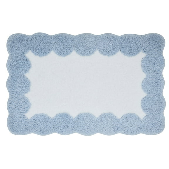 VCNY Home Blue/White Dotted Edge Tufted Bath Rug, 18" x 27"