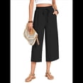 thumbnail image 2 of Pantalones Cortos para Mujer, Informales, con Cordón y Bolsillos, Holgados, de Cintura Alta y Pierna . Negro XXL, 2 of 6