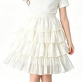 thumbnail image 6 of hoksml Girls Back to School Tiered Layered Skirt, Elastic Waist Mid-Length Flowy Skirt for Kids, 6 of 8