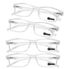 TERAISE Fashion Anti-Blue Light Resin Reading Glasses,Transparent,0.00x 4 Pack