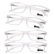 TERAISE Fashion Anti-Blue Light Resin Reading Glasses,Transparent,0.00x 4 Pack