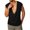 Black, variant on Men's Sleeveless Solid Color Sports V-Neck Base Layer Cowl Neck Vest Army Green Size L