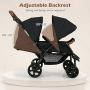 INFANS Double Stroller, Foldable Baby Tandem Stroller with Djustable Backrest Canopy Footrest, 5-Point Harness, Storage Basket, Convertible Compact Lightweight Twin Stroller for Infants and Toddlers