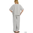 thumbnail image 2 of Zenana Women's Ribbed Round Neck Short Sleeve Tee & Wide Leg Pants Set, 2 of 5