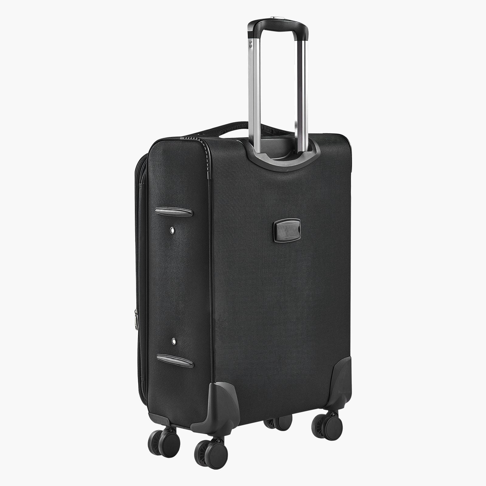 Black 24-Inch Expandable Checked Suitcase with 4 Smooth Spinner Wheels for Airlines