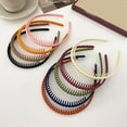 thumbnail image 4 of Diadema elástica de color liso para mujer, antideslizante, con trenza esmerilada, para organizar el cabello roto, para el lavado facial, para el baño, con dientes., 4 of 8
