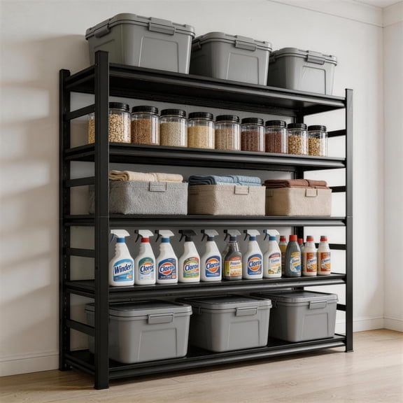 88"H Garage Shelving Heavy Duty, 3000LBS Storage Shelves, 5 Tier Metal Shelving Unit, Adjustable Storage Rack & Shelving for Basement, Warehouse, Pantry, Closet, Kitchen 47.2"W × 23.6"D × 88"H
