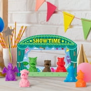 Belanttega Dinosaur Animal Finger Puppets Gift Box Set T-Rex, Triceratops, Stegosaurus Animal Characters with Wood Board Stage Art Performance Supplies for School Classroom