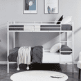 thumbnail image 5 of MAYEERTY Full Over Full Bunk Bed, Metal Bunk Bed Frame with Built-in Ladder, for Small Spaces, No Boxspring Required, White, 5 of 12