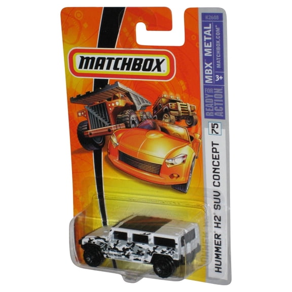 Matchbox Hummer H2 SUV Concept (2006) Army Patrol Camo Camouflage White Toy #75
