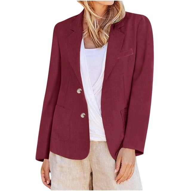 Blazer pour Femmes, Veste Décontractée à Manches Longues, Manteau de Travail en Polyester à devant Ouvert, Longueur Régulière