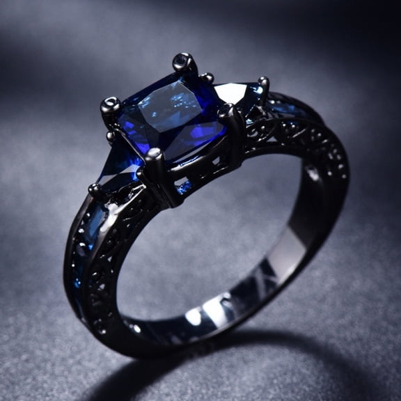 APIPEE Women Square Moissanite Couple Ring Multi-Gemstone Ring