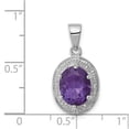 thumbnail image 5 of 925 Sterling Silver Rhodium Amethyst and Diamond Oval Shaped Pendant, 5 of 5