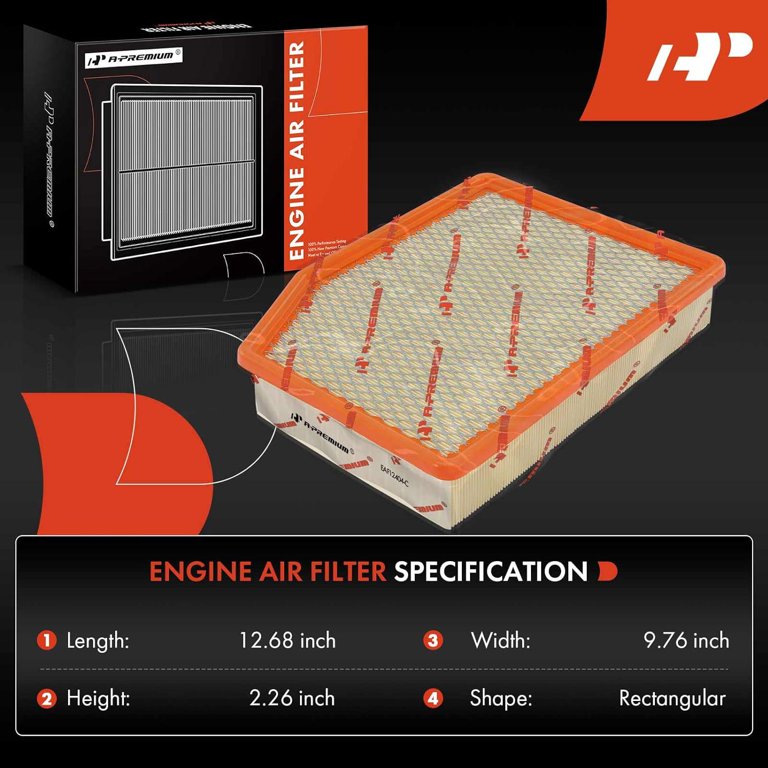 Engine Air Filter CA12404 – Compatible With 2019-2022 Chevy Silverado 1500, Tahoe, GMC Sierra, Yukon, Cadillac Escalade