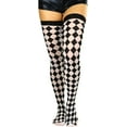 thumbnail image 4 of ToBeInStyle Women's Checkered Thigh High - Black/White - One Size, 4 of 6