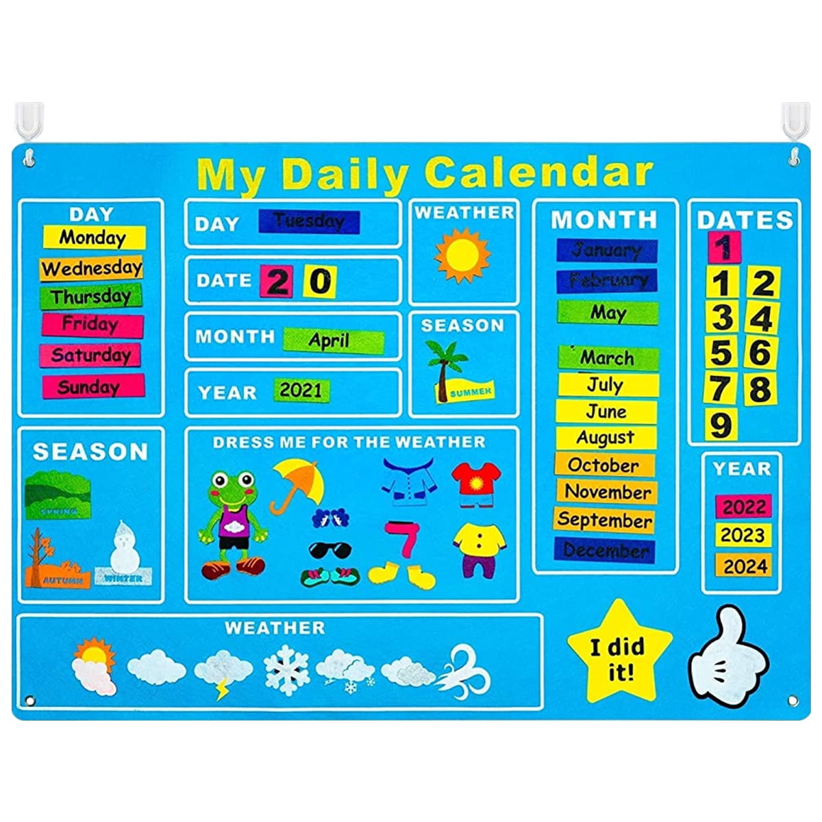 1 Set English Weather Calendar Board Creative Hanging Calendar for School Dorm 