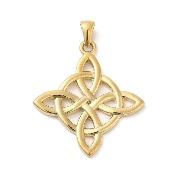 10pcs 304 Stainless Steel Pendants Witches Knot Wiccan Symbol Golden 34.5x30.5x2mm Hole: 6x3.5mm