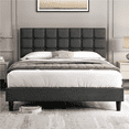 thumbnail image 7 of Renwick Upholstered Platform Bed with Square Tufted Headboard, Queen, Dark Gray, 7 of 7