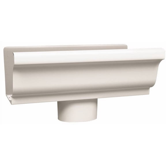 AMERIMAX HOME PRODUCTS End Piece With Drop, For 5-In. Gutter, White Aluminum, 5-In. 27010