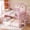 Pink, variant on Firscook Full House Bunk Bed and Loft Bed with Storage Stairs, Charging Station and Warm String Lights, Black