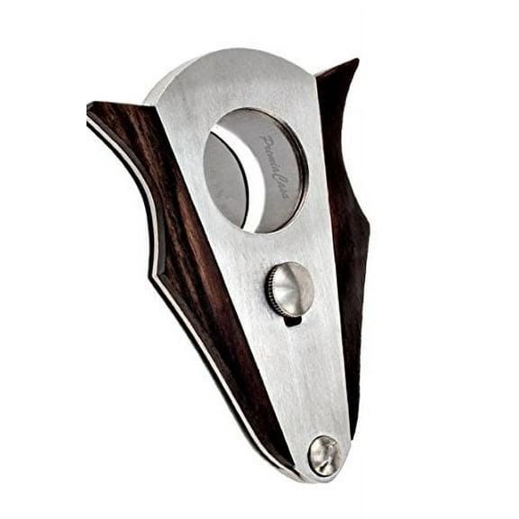 PREMIACASA CIGAR CUTTER STAINLESS STEEL DOUBLE CUT BLADE INVERTED ZEBRA WOOD CIGAR CUTTER- BLACK GIFT BOX