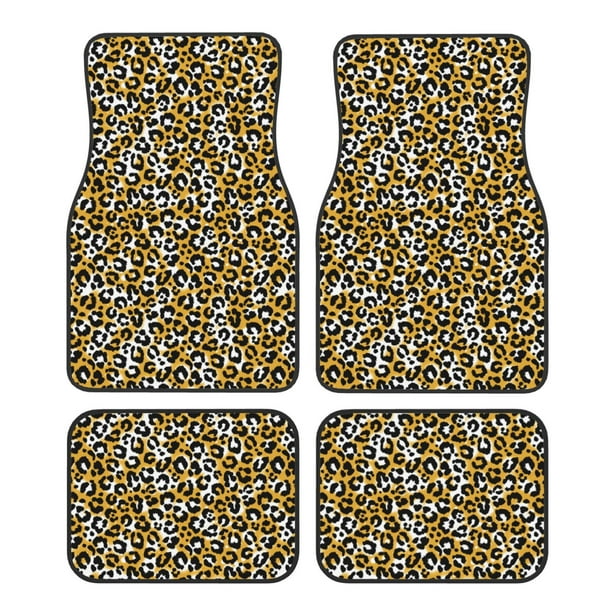 Fotbe Leopard Juego de 4 Tapetes para Auto con Estampado – Alfombrillas de Goma Reforzada, Diseño Antideslizante, Protección para Todo el Año – Vehículos, Autos, Camionetas y SUVs
