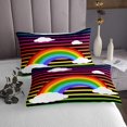 thumbnail image 3 of Erosebridal Kids Cartoon Rainbow Coverlet Set King, Gradient Stripes Bedding Set, Cloud Room Decor, 3-Piece, 3 of 5