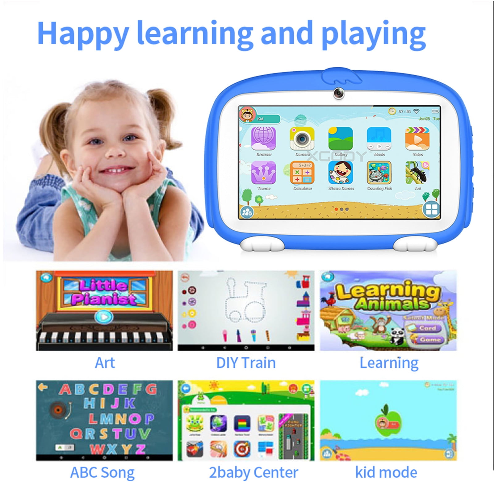 7-Inch Kids Tablet with Android 11, WiFi, Bluetooth, 2GB+32GB, 256GB Expandable, Parental Control, Dual Camera, 6000mAh Battery – Educational Learning Tablet Gift for Children