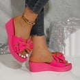 thumbnail image 5 of HomeDM Womens Wedge Platform Sandals Bow Knot Slip on Open Toe Beach Slide Sandals, Hot Pink Size 5.5, 5 of 9
