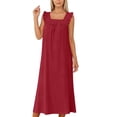 thumbnail image 6 of FAHXNVB Womens Nightgowns Square Neck Ruffle Hem Sleeveless Victorian Sleep Dress Ladies Flowy Long Sleepwear Night Dress, 6 of 7