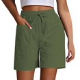 thumbnail image 2 of AKGEAMN Women's Solid Color High Waist Loose Casual Shorts with Pockets, Green S-XXL, 2 of 5
